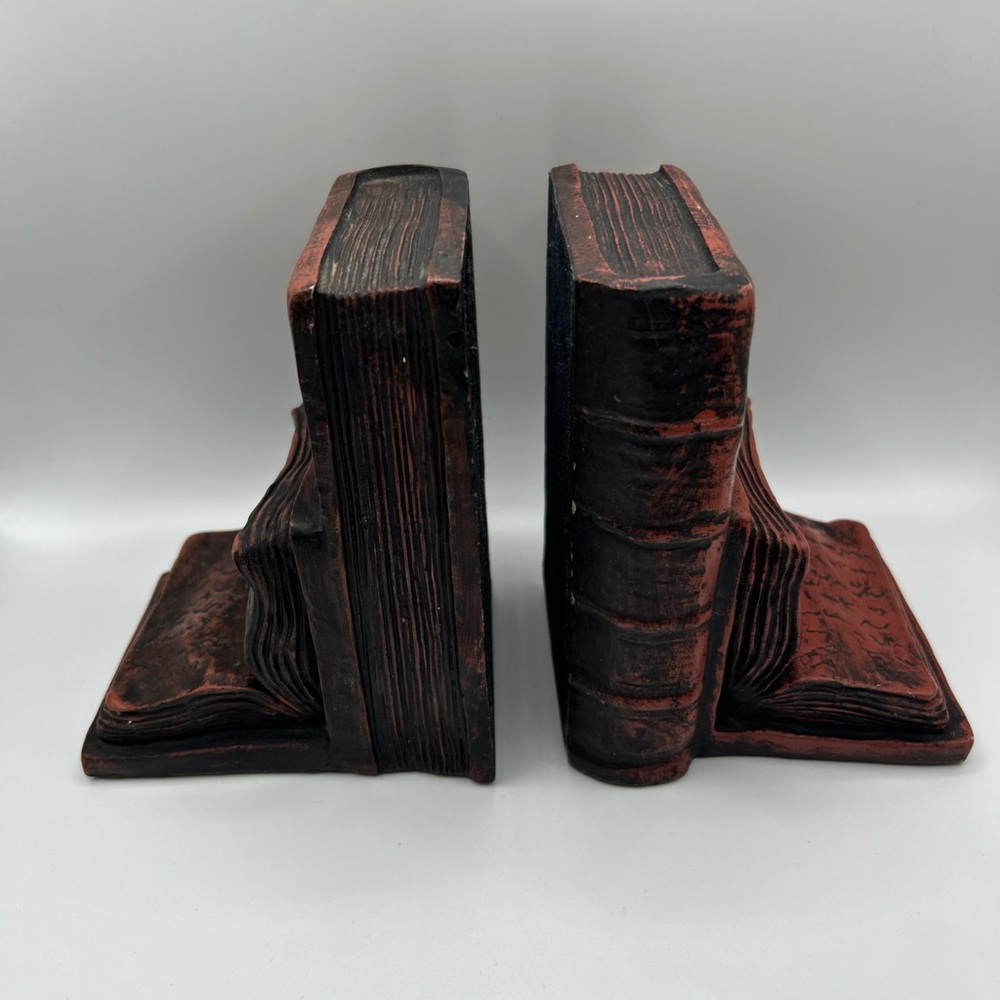 "Classic Books and Scroll" Themed Decorative Bookends Set of 2 Resin 6"x3"x4.5"